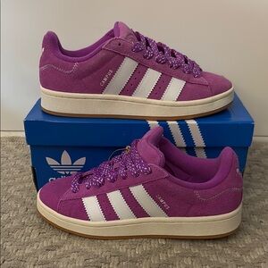 adidas Women's Purple and White Sneakers